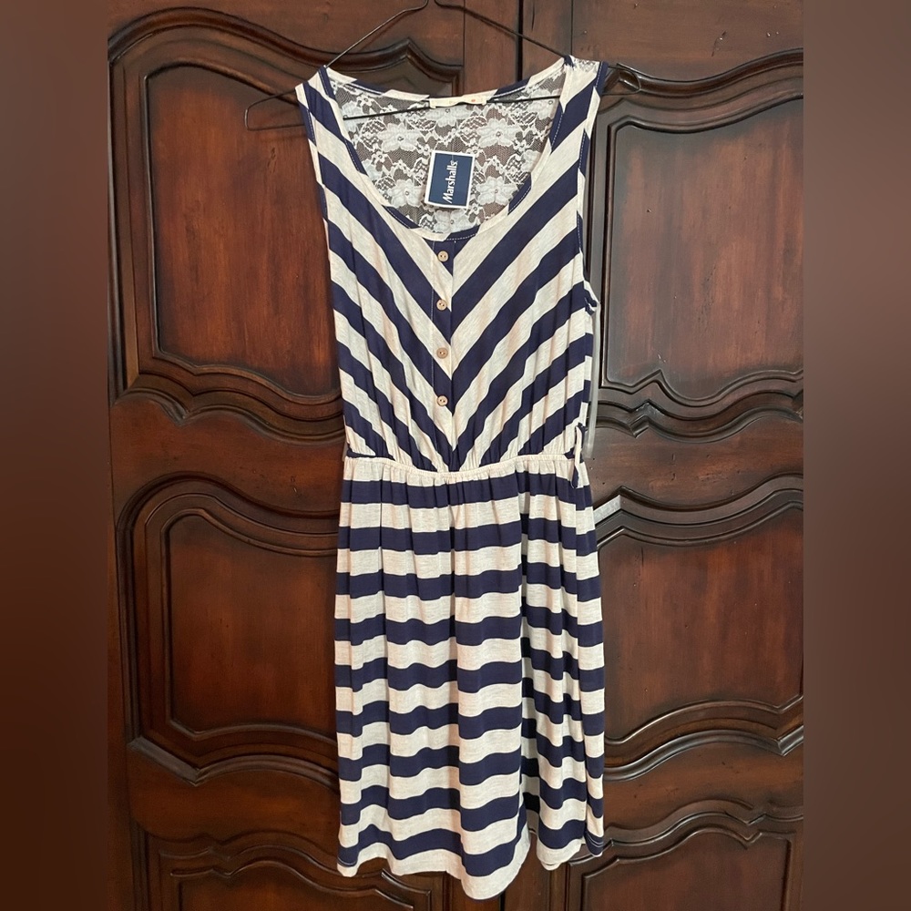 Mini white and blue striped dress
